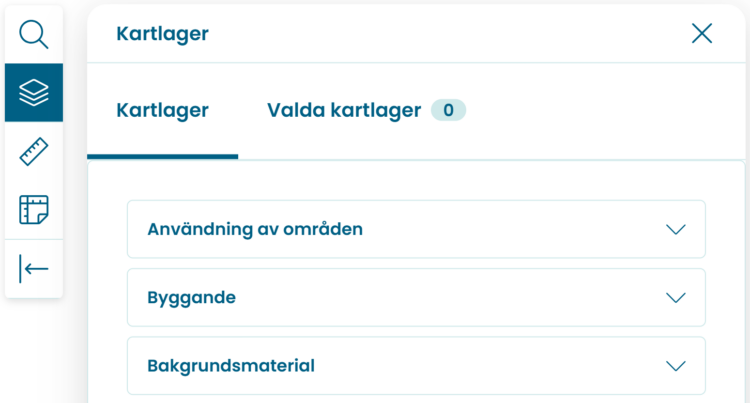 I karttjänsten finns kartlager relaterade till användning av områden, byggande samt även bakgrundskartor.